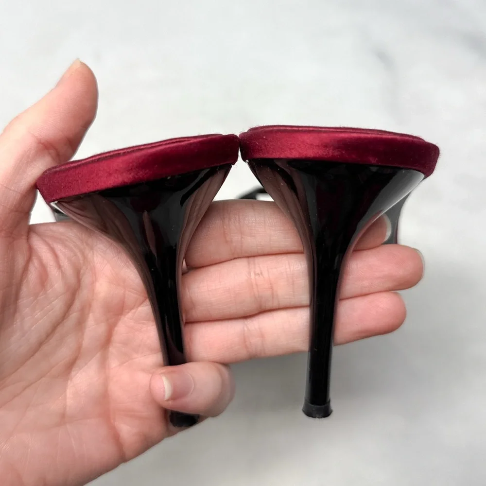 Giuseppe Zanotti Vicini Vintage Y2K Silk Satin Minimalist Slide Mule Sandal Heel - Picture 7 of 15